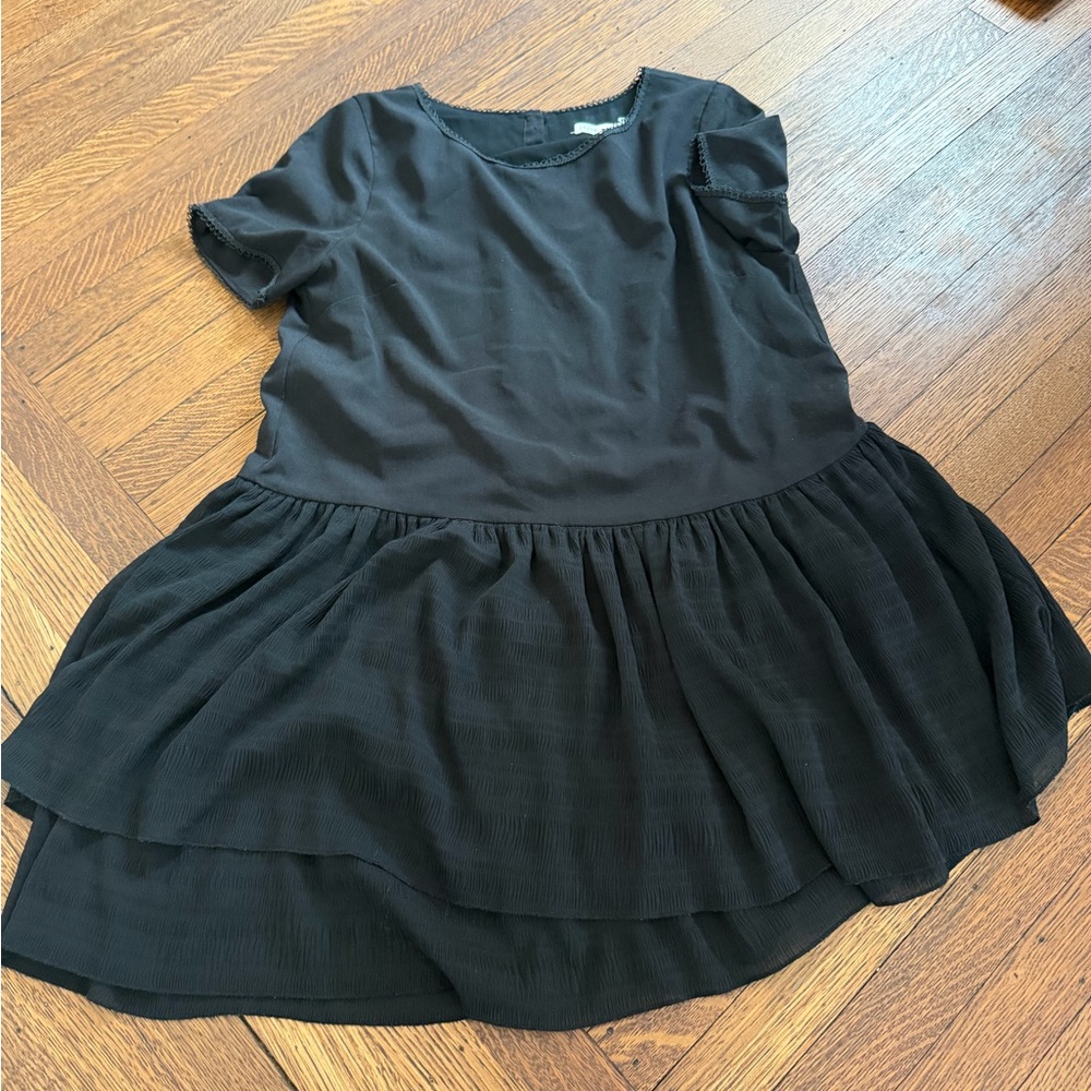 Layered Black Womens Mini Dress